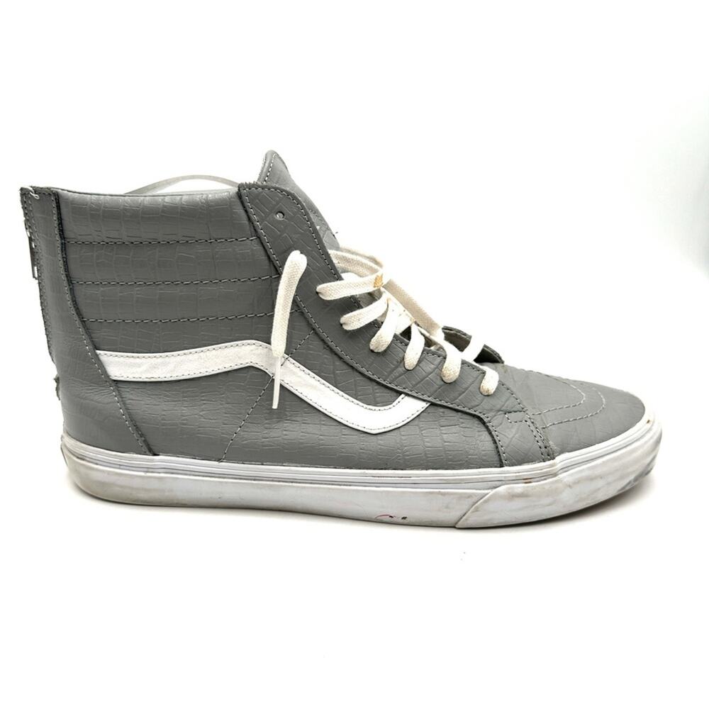 Vans Men's U SK8-HI Cup Skateboarding Sneakers Grey Croc Print Leather Size 13